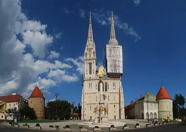 Holy Mary Monument & Zagreb Cathedral Zagreb Croatia