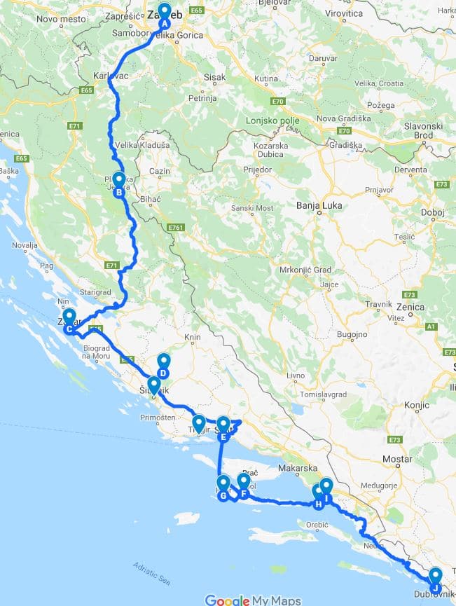 Croatia Road Trip, Map and attractions guide