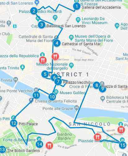 Florence Italy Map of Self Guided Walking Tour