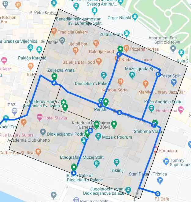 Split Croatia Diocletion Palace Walking Map