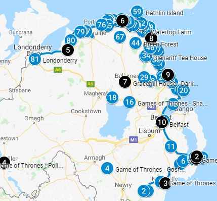 Game of Thrones Ireland  Driving Route